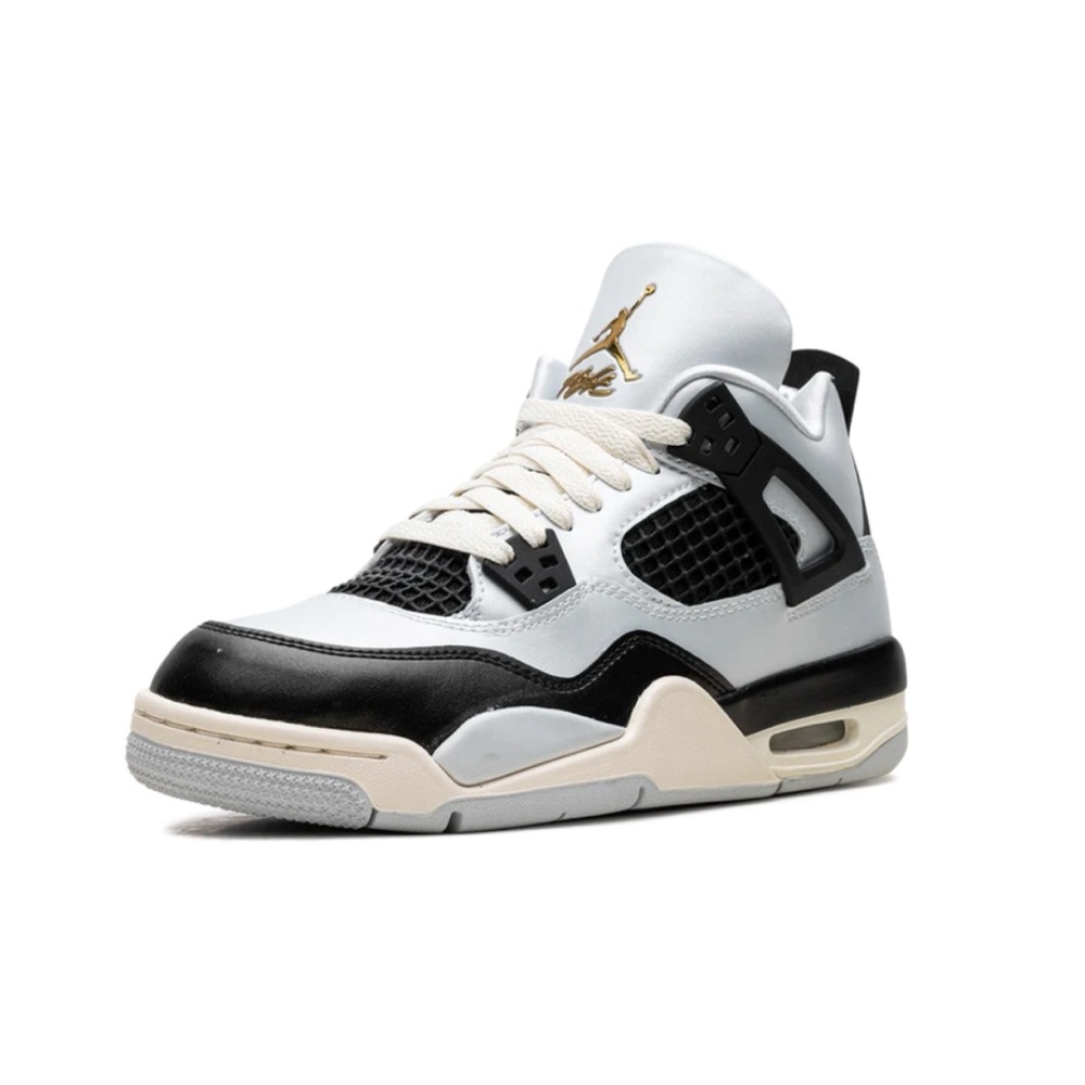 NIKE Air Jordan 4 Retro Platinum Gold Sneakers - Brand New
